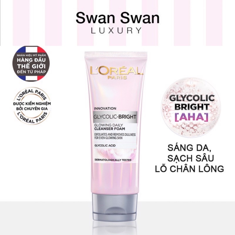 Sữa Rửa Mặt Loreal Glycolic Bright Sáng Da 100ml