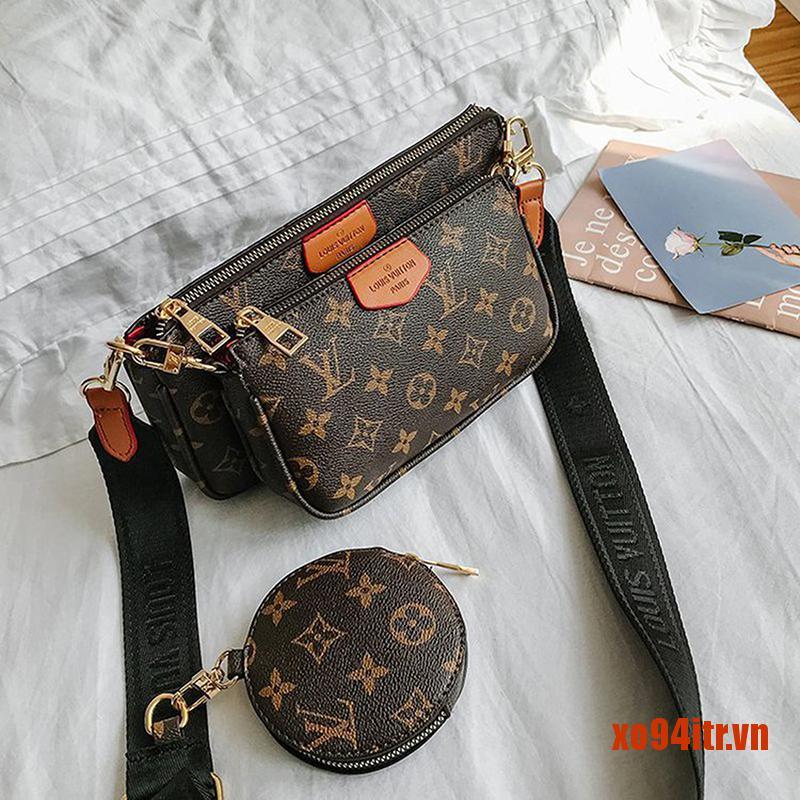 XOITR  Fashion Brand Designer Bag 3-IN-1 Messenger Handbag Leather Floar Crossbod