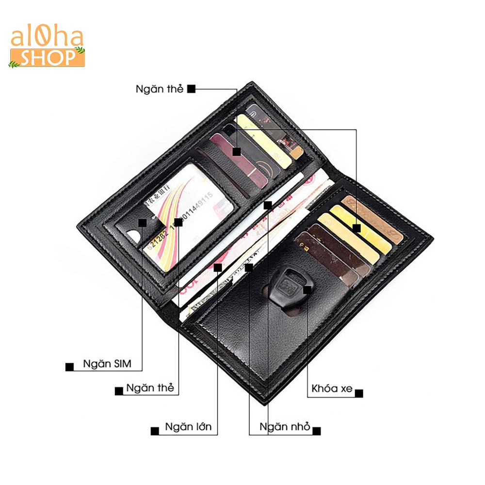 Bóp ví dài da nam nữ cầm tay nhiều ngăn đựng thẻ phong cách đơn giản, thời trang - al0ha Shop