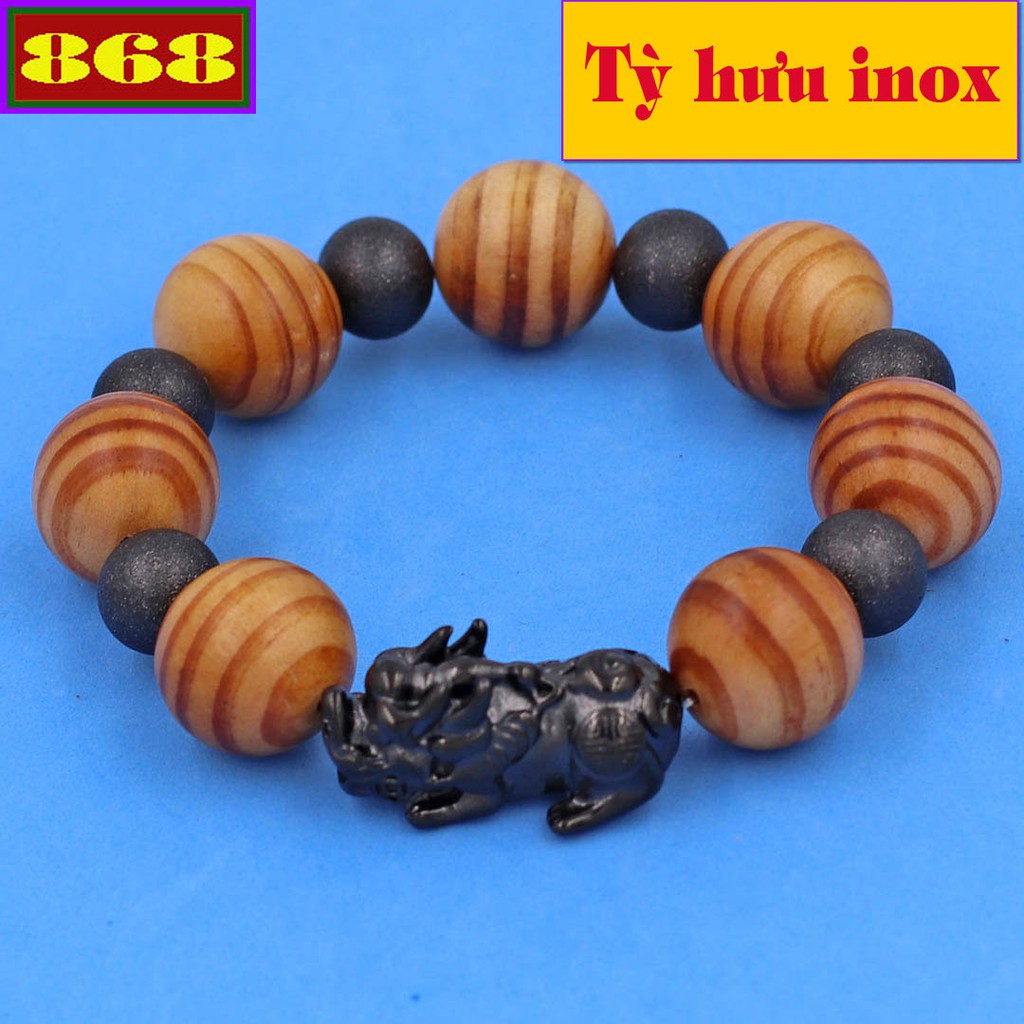 Chuỗi đeo tay gỗ huyết rồng 18 ly tỳ hưu đen VCGHRSBETHE18 - Vòng chuỗi gỗ Size lớn