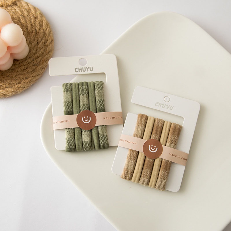 Set 5 cột tóc trơn và caro phong cách cổ điển Hàn Quốc Mua Tất (muatatshop)