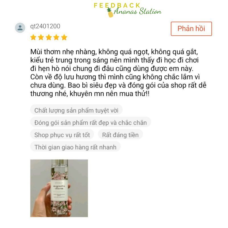 Xịt thơm Bath and Body Works 236ml - MAGNOLIA CHARM - Bodymist