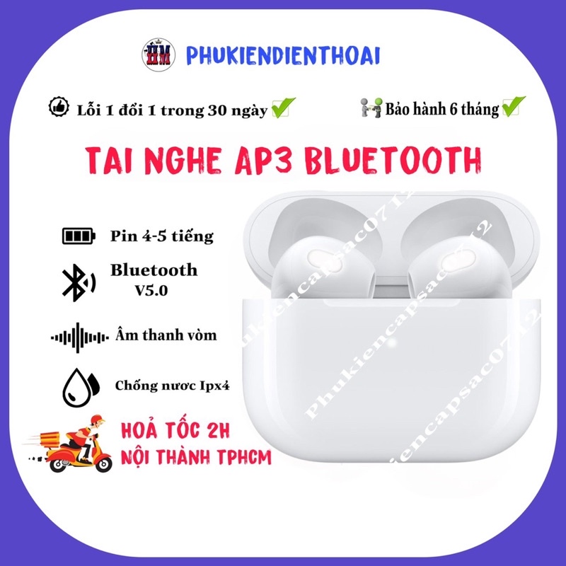 Tai Nghe Bluetooth không dây Air 3 Cảm Biến Đa Điểm Không Dây 5.0 Định Vị - Đổi Tên - Sạc Không Dây