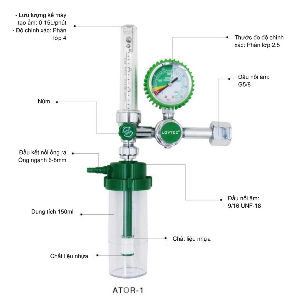 Đồng hồ Oxy - Đồng hồ đo áp suất oxy chính hãng giá tốt