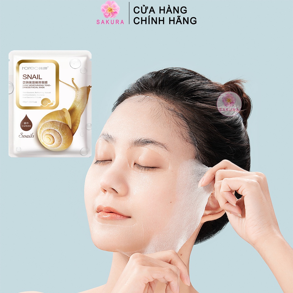 Mặt nạ giấy dưỡng ẩm tinh chất ốc sên SNAIL ROREC giúp trắng da cấp ẩm nội địa trung SAKURA 30ml