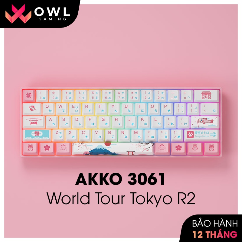 Bàn phím cơ AKKO 3061 World Tour Tokyo R2 (Hotswap / Gateron sw Pre-Lubed / RGB / Foam tiêu âm) - Hàng chính hãng