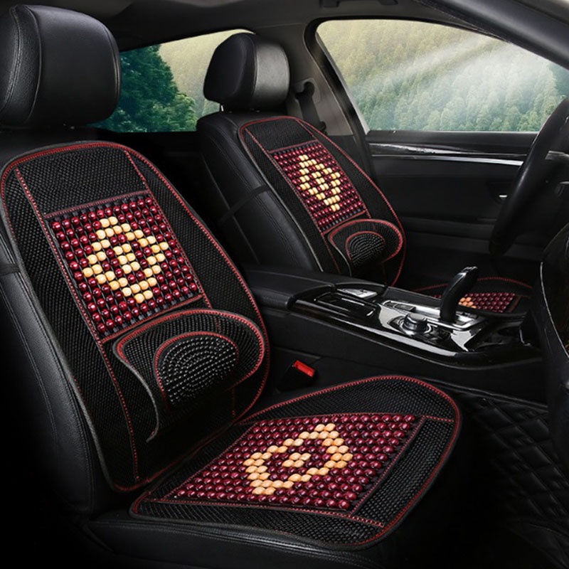 Tựa lưng lót ghế ô tô massage ,đan xen hạt gỗ. Thoang mát ,dễ chịu | BigBuy360 - bigbuy360.vn