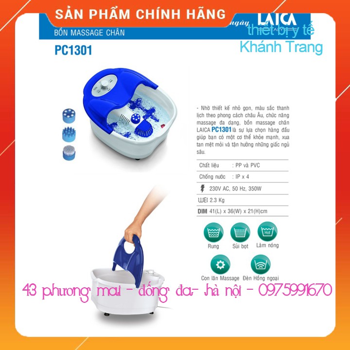 (Giá sỉ) Bồn  massage ngâm chân trị liệu Laica PC1301 - Ý