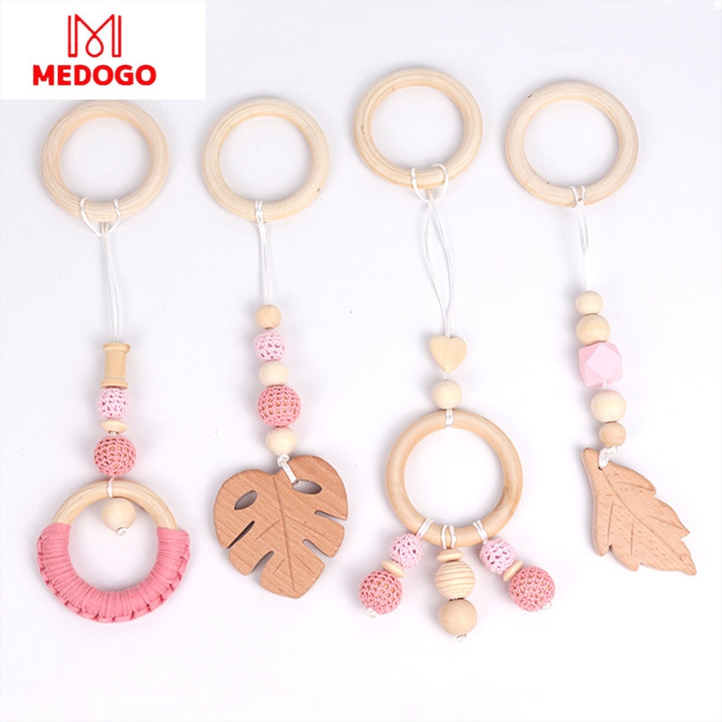 Bộ 4 móc treo đồ chơi gỗ MEDOGO treo nôi gắn kệ chữ A cho bé với đủ màu sắc đa dạng