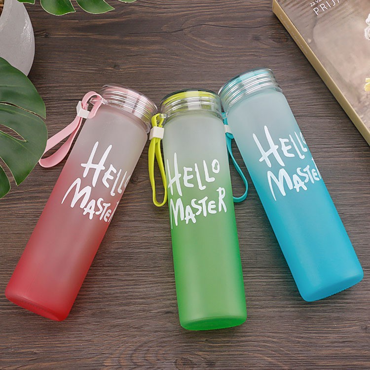 Chai HELLO MASTER thủy tinh 450ML nắp vặn có dây đựng nước ép, detox nhiều màu sắc để chọn lựa �HOÀN XU💥