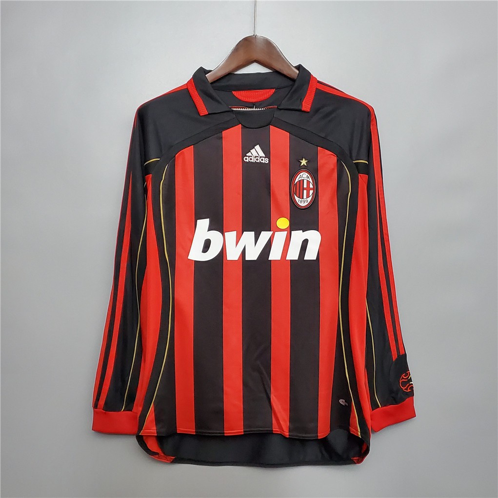 Áo Thun Đá Banh Đội Ac Milan Tay Dài Phong Cách Retro Cho Nam 06-07