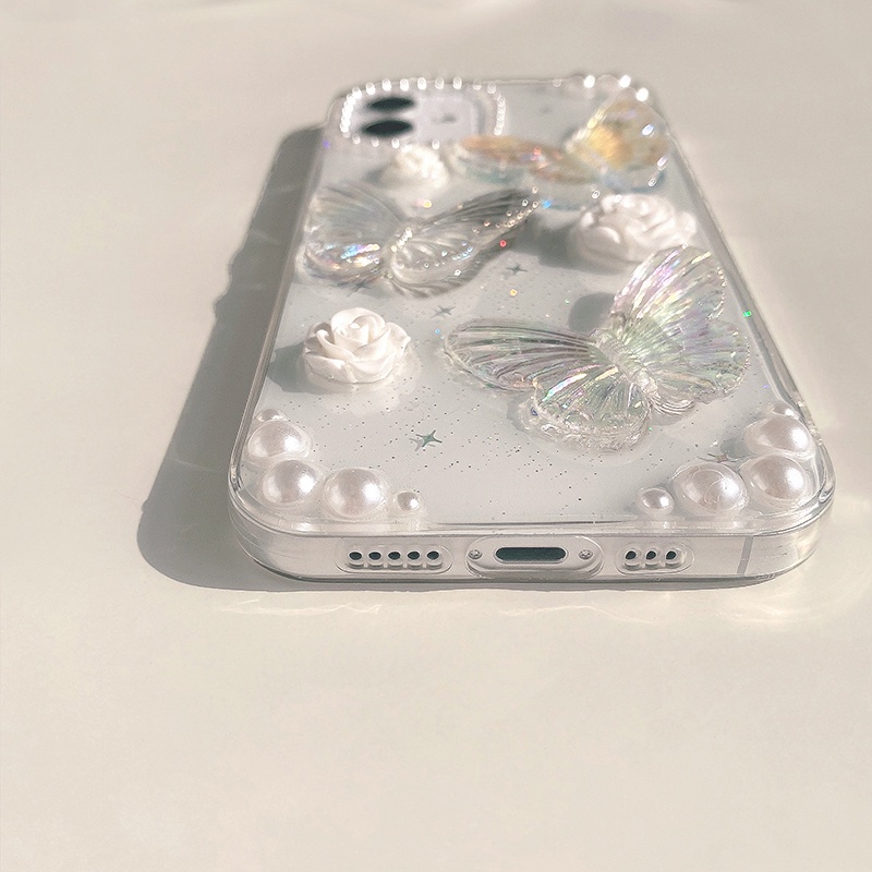 Ốp Điện Thoại Cứng Chống Rơi Họa Tiết Hoa Và Bướm Cho iphone 15 14 13 12 11 pro max x xr xs max 8 7 plus