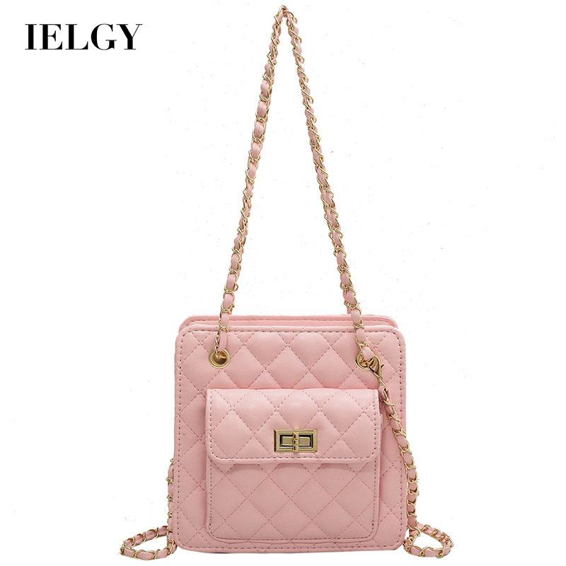 IELGY Túi Đeo Vai Hình Vuông Nhỏ Thêu Họa Tiết Hình Thoi Thời Trang Cho Nữ