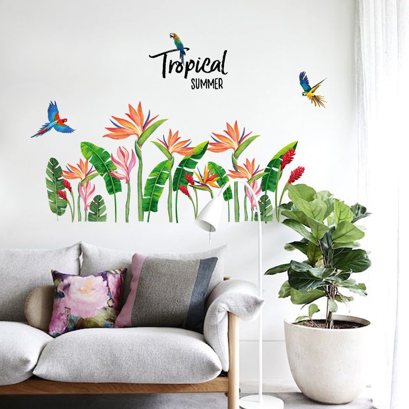 Decal trang trí Hoa Rừng Tropical Summer- Tranh dán tường phong cách Hàn Quốc SK9306