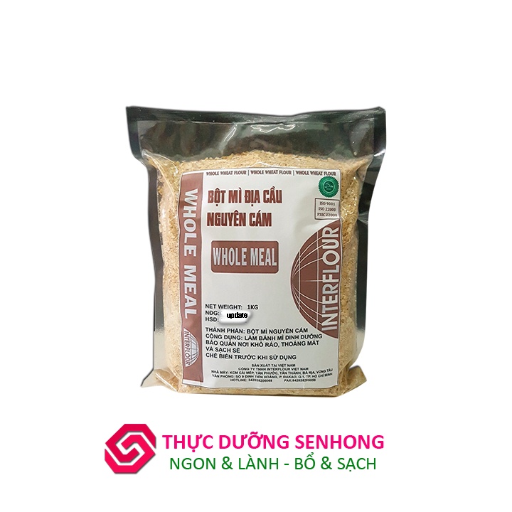 Bột mì Địa Cầu nguyên cám | Whole meal (1Kg) Bột làm bánh mì dinh dưỡng