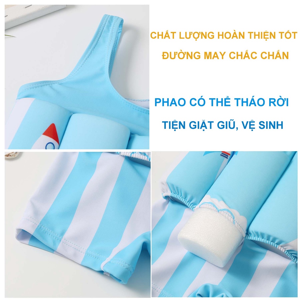 Áo phao đồ bơi cho bé gái, bé trai có phao liền tự nổi loại cao cấp đáng yêu, cute cho bé đi biển, đi bơi - Lado shop