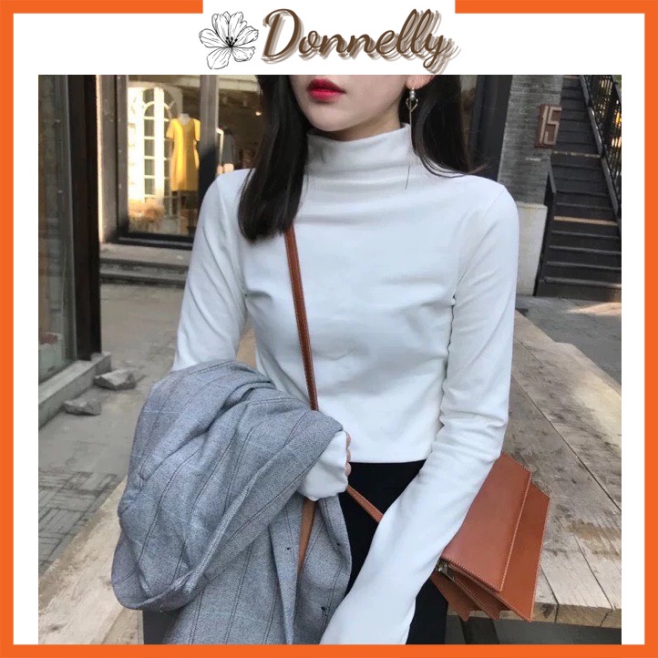 [Hàng Cao Cấp] Áo Giữ Nhiệt Nữ Cổ Cao Donnelly, Áo Cổ Lọ Tay Dài Có Lót Nỉ Phong Cách Hàn Quốc - CD018