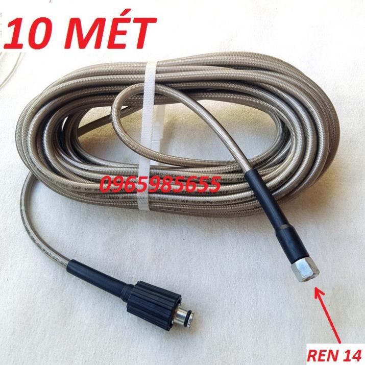 Dây Rửa Xe ❤️FREESHIP❤️ 10m,15m,20m Cho Máy Bơm Xịt Rửa Áp Lực Cao - Ren nối súng 14mm/22mm