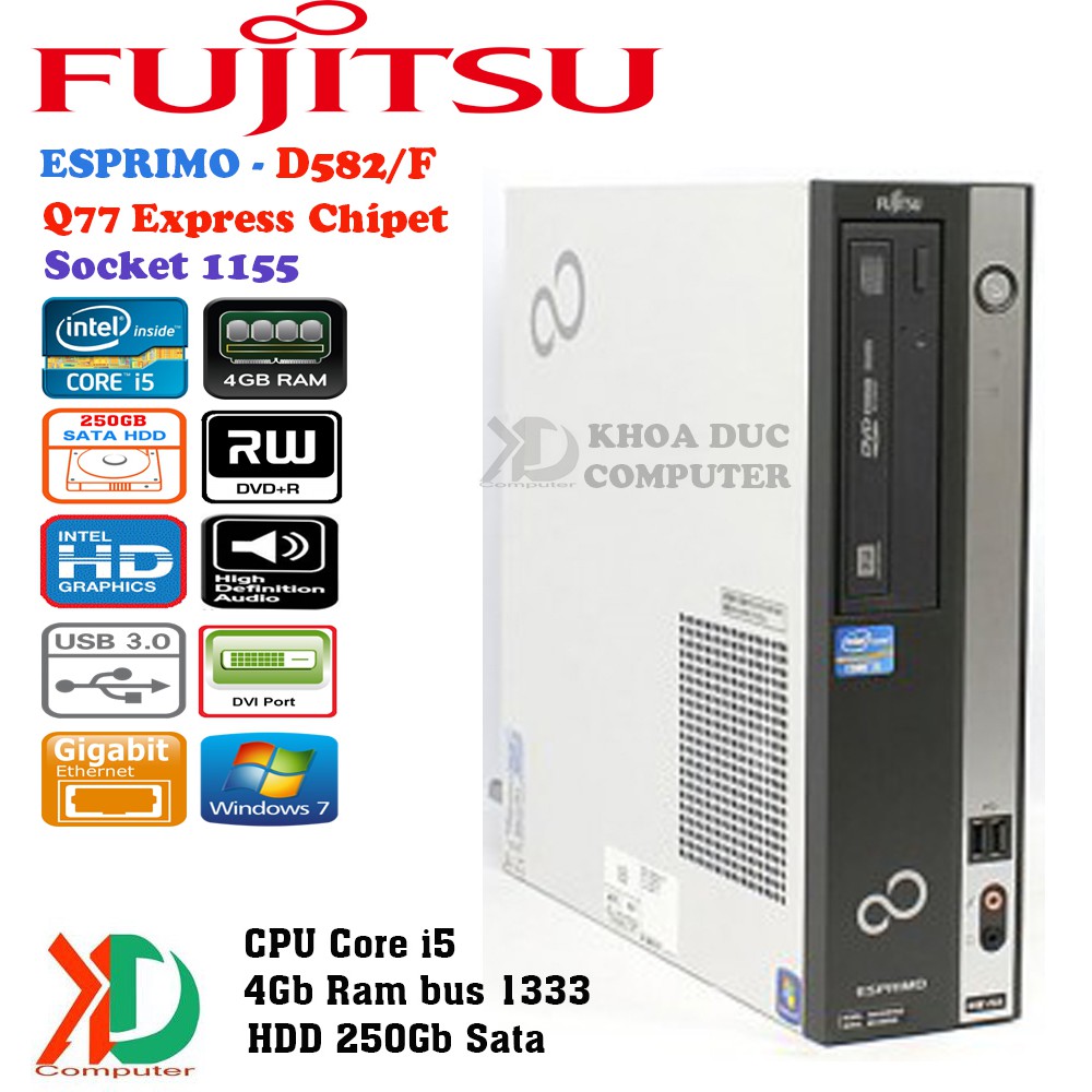 Máy tính đồng bộ Nhật Bản FUJITSU D582/F H77 Chipset Core i5/4Gb Ram/250Gb HDD siêu bền.