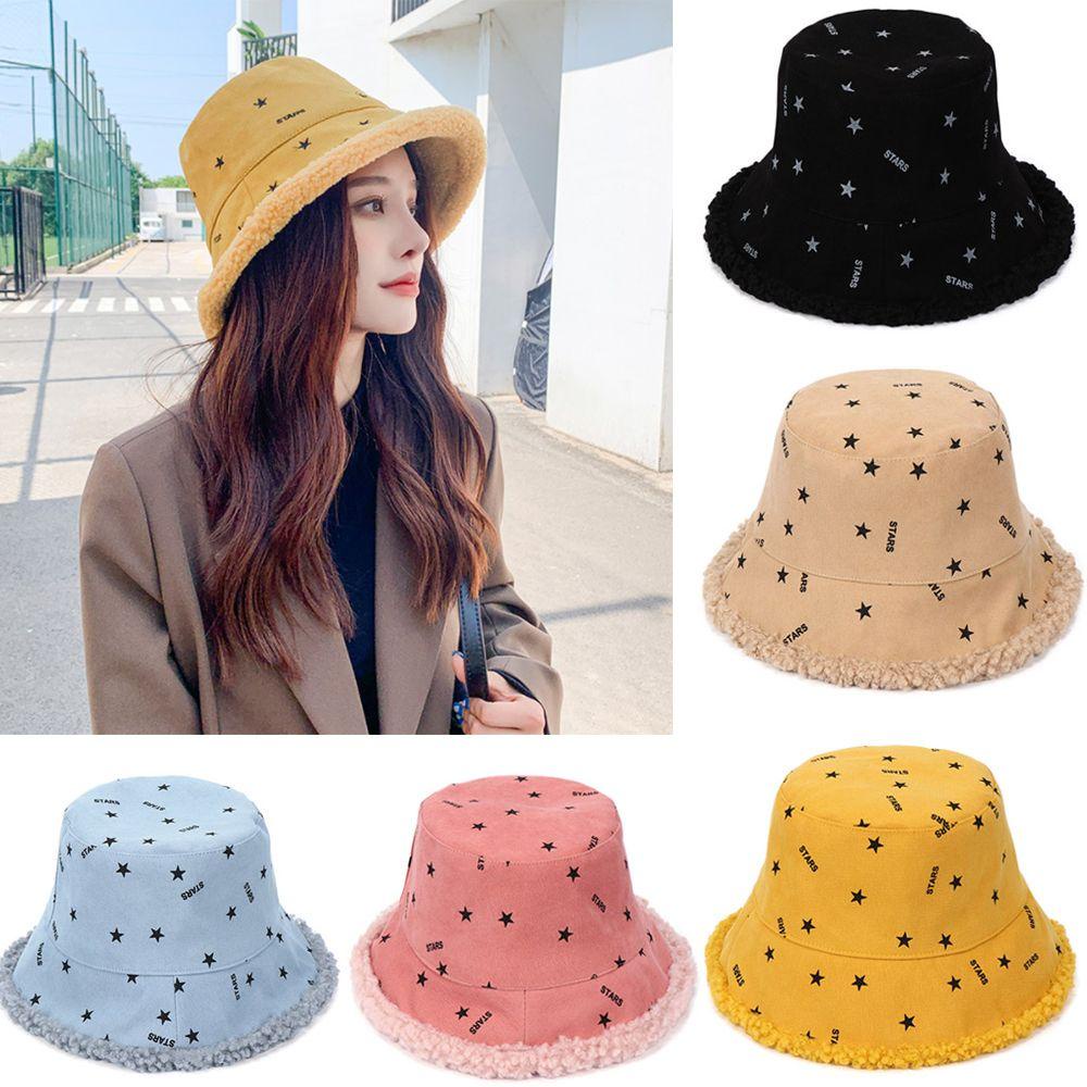 YOLA Mũ Bucket Hai Mặt Mềm Mại Thời Trang Mùa Đông Ấm Áp