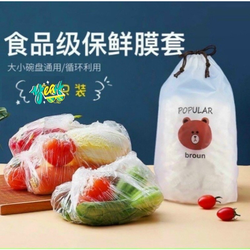 Bọc Thực Phẩm túi gấu 50 chiếc tái sử dụng, mũ trùm đầu chống nước khi tắm tiện ích