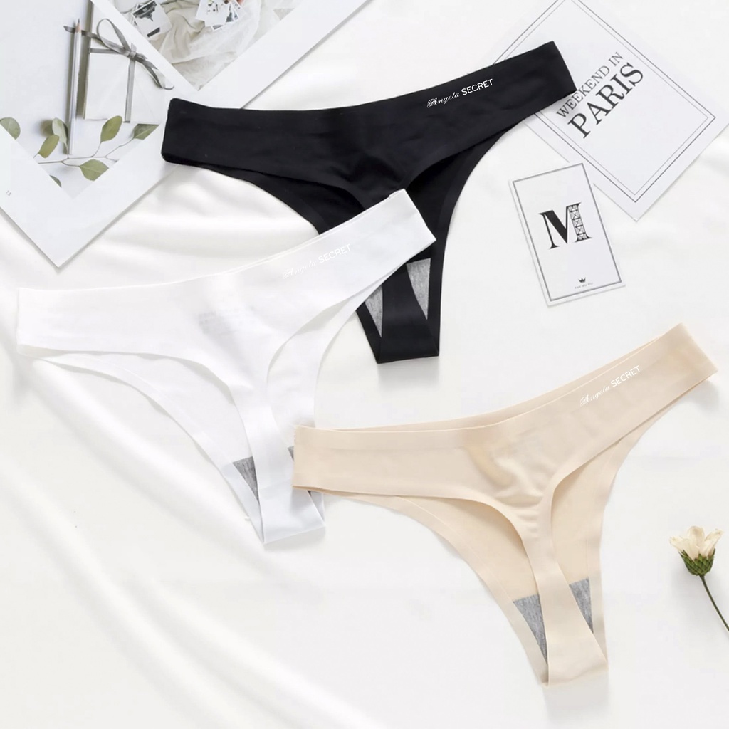 Quần chip lót lọt khe nữ đúc su màu đen trắng không đường may thun lạnh dễ thương sexy gợi cảm rẻ đẹp
