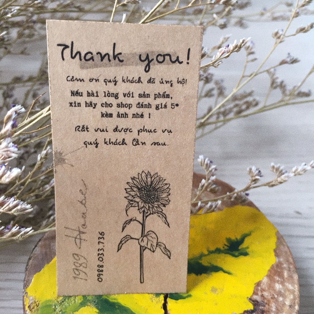 Set 120 tem dán nhãn  kraft cảm ơn Thank you dành cho shop