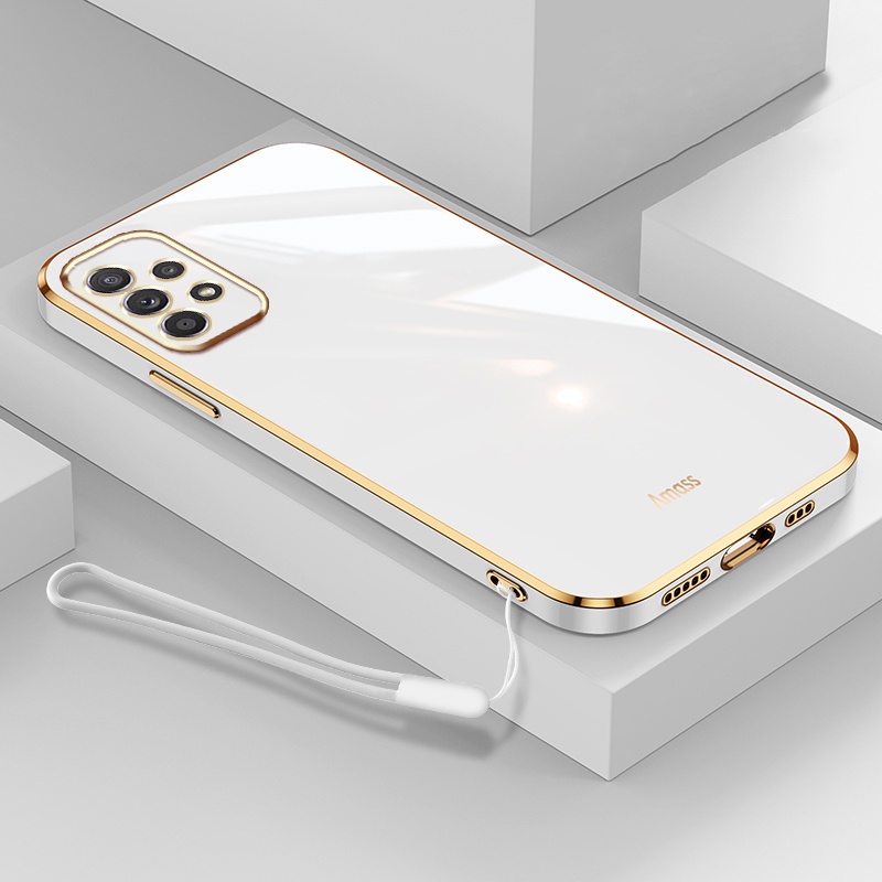 Ốp Điện Thoại Silicon Mạ Điện Hình Camera Có Dây Đeo Cho Samsung Galaxy A52S 5G A52 A72 A32 A82 4G 5G
