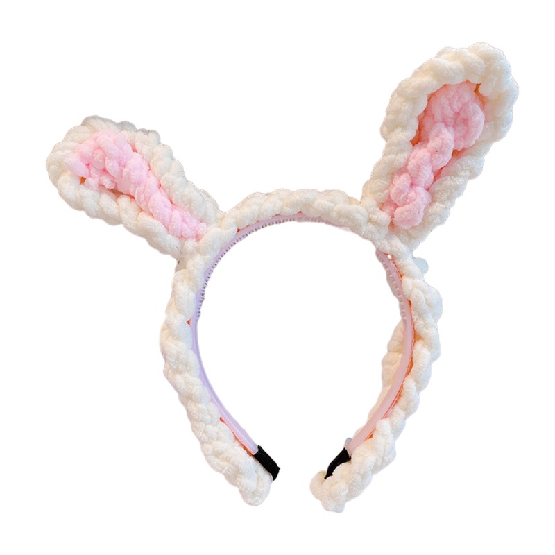 Băng Đô Tai Thỏ Đan Len Họa Tiết Hoạt Hình Dễ Thương