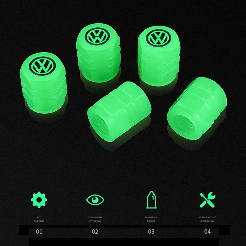 1 Nắp Van Bánh Xe Bằng Nhựa abs Phát Quang Chống Bụi Thông Dụng