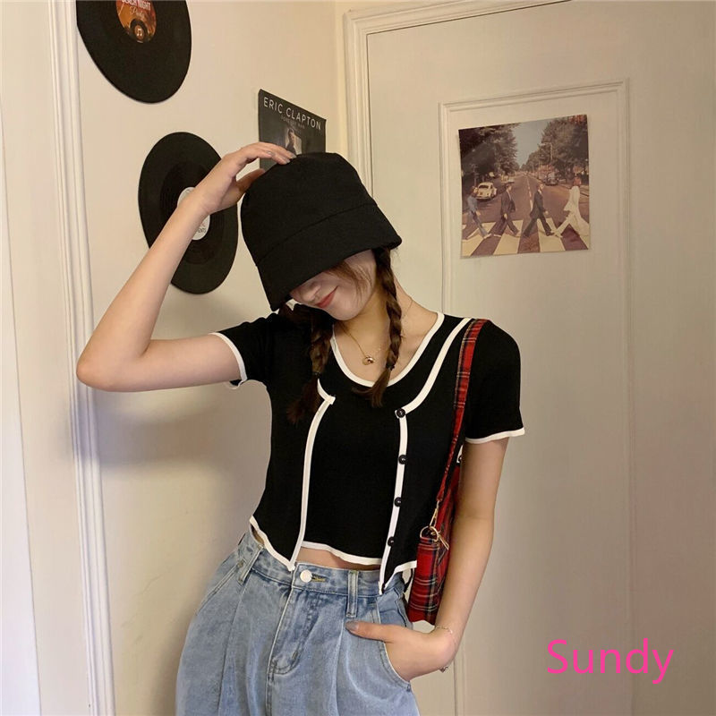 Áo Kiểu Tay Ngắn Dáng Ôm Thời Trang Hè Cho Nữ