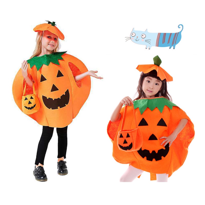 Bộ đồ bí ngô hóa trang Halloween lạ mắt cho trẻ em người lớn cha mẹ