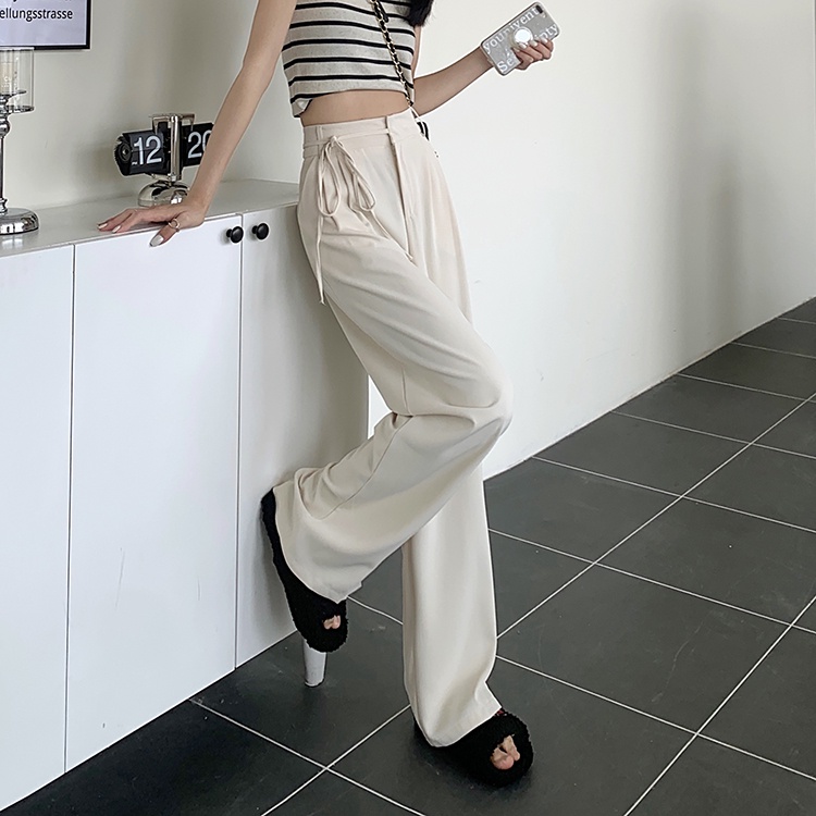NUZIRO Quần Dài Lưng Cao Ống Rộng Thời Trang Mùa Hè Cho Nữ