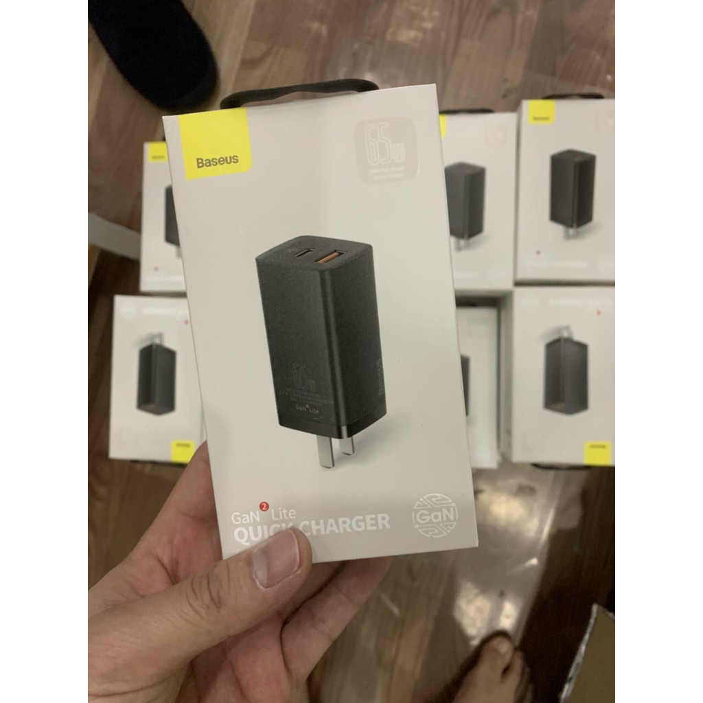 Cốc sạc nhanh siêu nhỏ Baseus 65W GaN2 Lite Quick Charge 4.0 3.0 PD Sạc Nhanh Cho IPhone12 Xiaomi Macbook Pro Loại C
