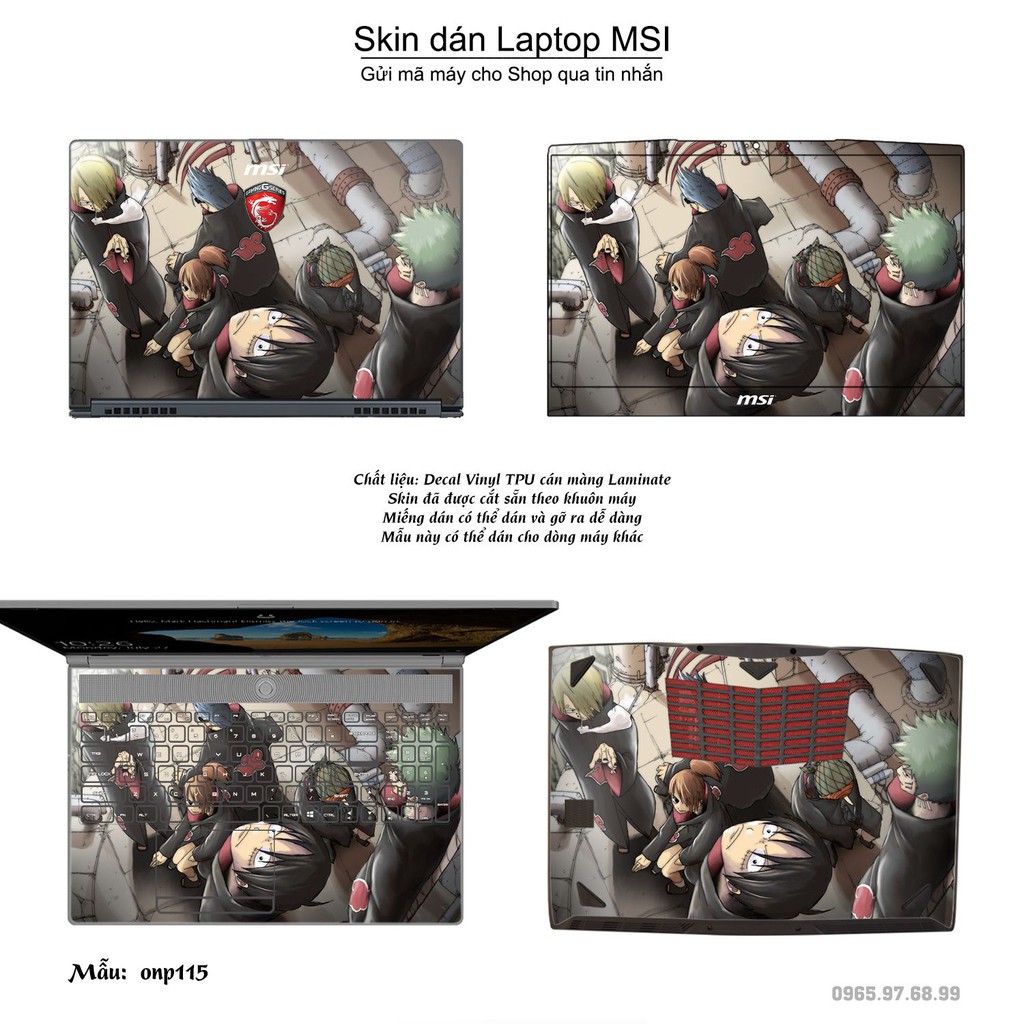 Skin dán Laptop MSI in hình One Piece nhiều mẫu 12 (inbox mã máy cho Shop)