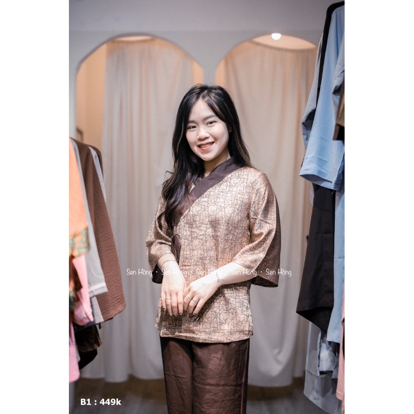 ĐỒ Phật tử thiết kế # quần áo Pháp phục nữ vải lụa Đông Hưng vân đá x quần đũi lụa sang trọng B1