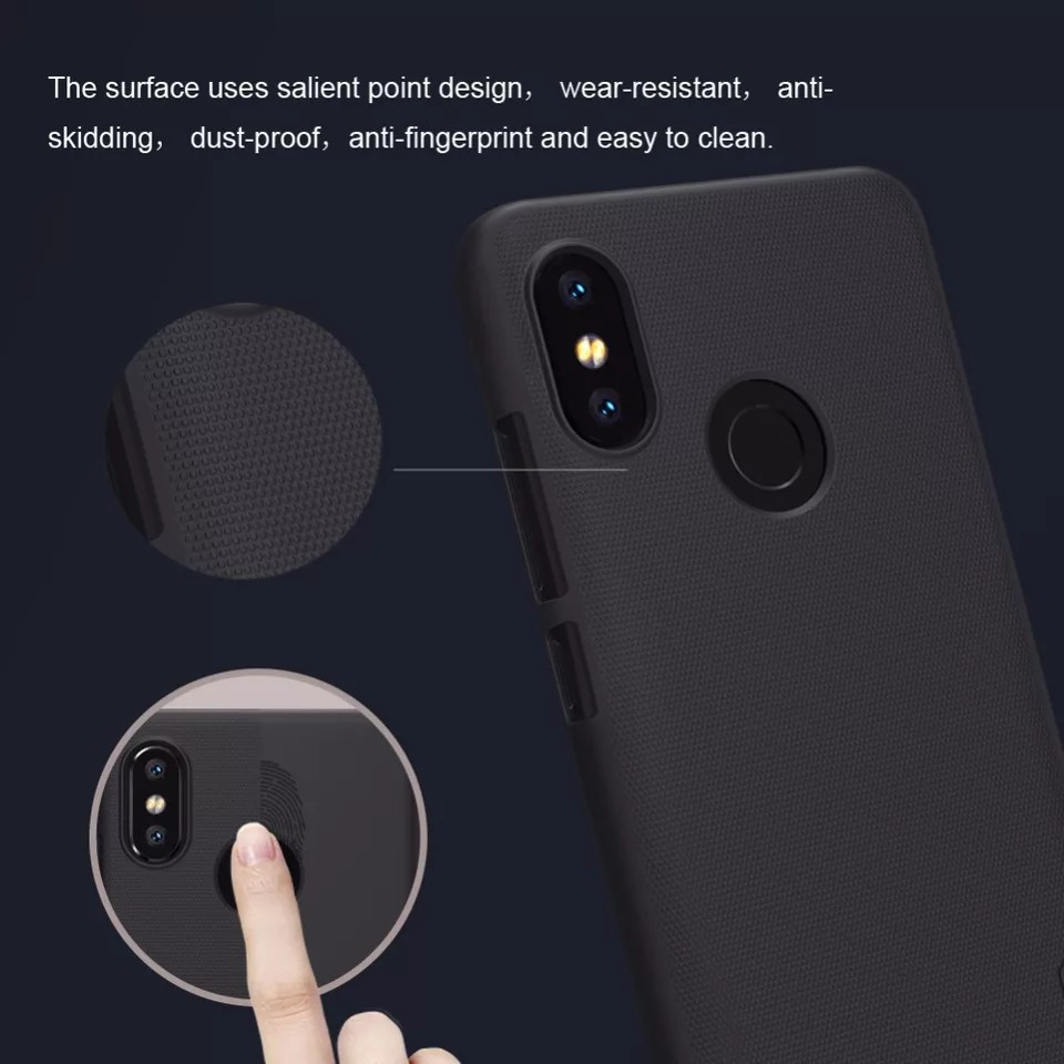 Ốp lưng Nillkin nhựa cứng lưng sần cho Xiaomi Mi 8 Mi 8 Pro Mi 8 SE chống bám vân tay và bụi bẩn(Tặng giá đỡ lưng máy)