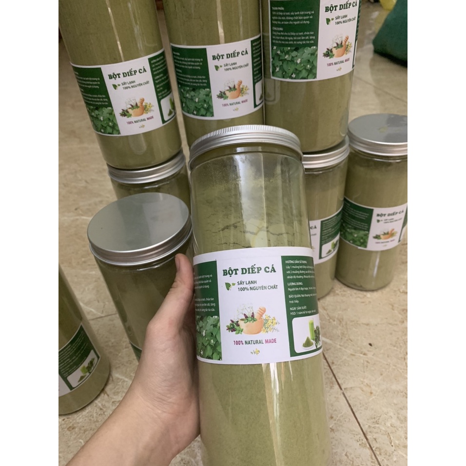 Bột diếp cá (hộp 500g), bột rau diếp cá uống, bột rau diếp cá đắp mặt, dùng cho người táo bón, mụn nhọt, tắc tia sữa