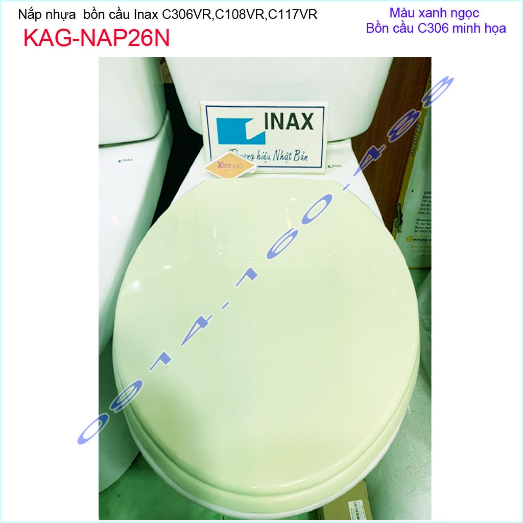 Nắp đậy cho bồn cầu LInax KAG-NAP26N xanh ngọc nhạt, Nắp xí bệt C117-C306-C108 2 khối nhựa bóng-đẹp