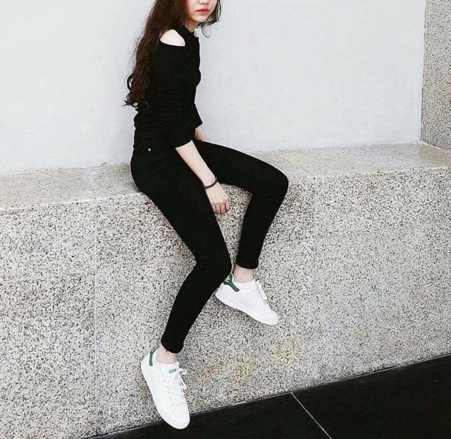 Quần skinny 9 tấc trơn trắng/đen