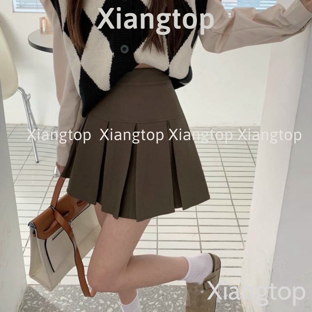 Chân váy xếp ly ngắn bản to màu xám bigsize phong cách Hàn Quốc kaca aosomicongsothietke