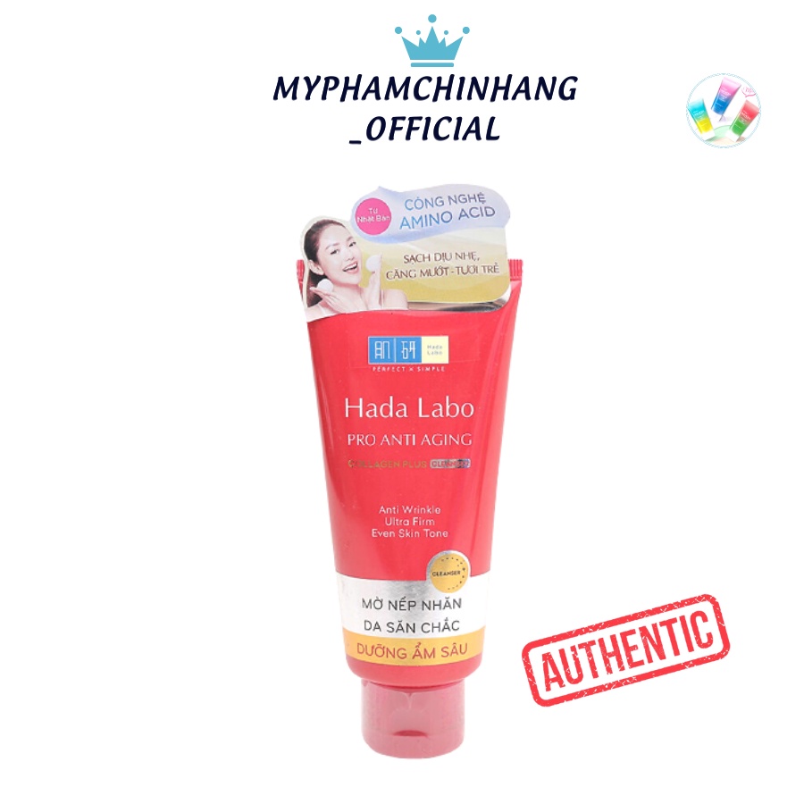 Kem Rửa Mặt Dưỡng Chuyên Biệt Chống Lão Hóa Hada Labo (MÀU ĐỎ )Pro Anti Aging Collagen Plus Cleanser (80g)