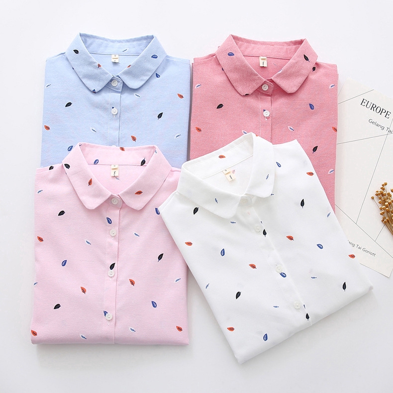 Áo thun nữ dài tay họa tiết lá cây thời trang | BigBuy360 - bigbuy360.vn