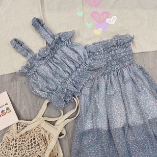 SET ÁO CROP HOA KÈM CHÂN VÁY
