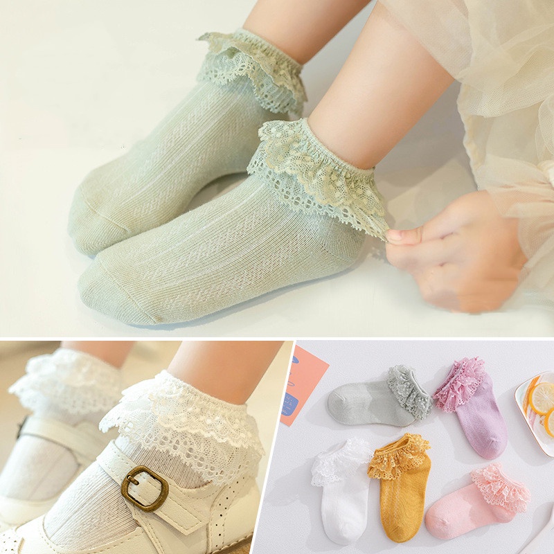 Vớ Cotton Mềm Phối Ren Kiểu Công Chúa Cho Bé Gái 1-12 Tuổi