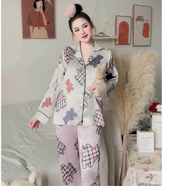 BỘ PIJAMA LỤA CAO CẤP TRƠN VS HỒNG