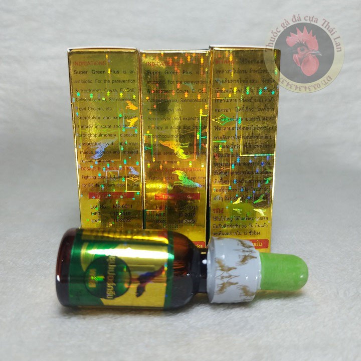 Super green plus - thuốc gà đá - khò khè - xỗ mũi , sưng mặt , phân xấu - 1 lọ / 10 ml