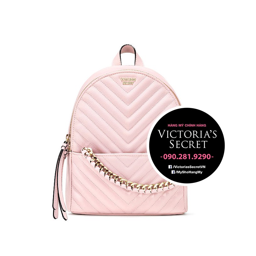 (17) Ba lô cute mini hồng phấn cực dễ thương KT 21x23x8cm - Hàng nhập Victoria's Secret USA