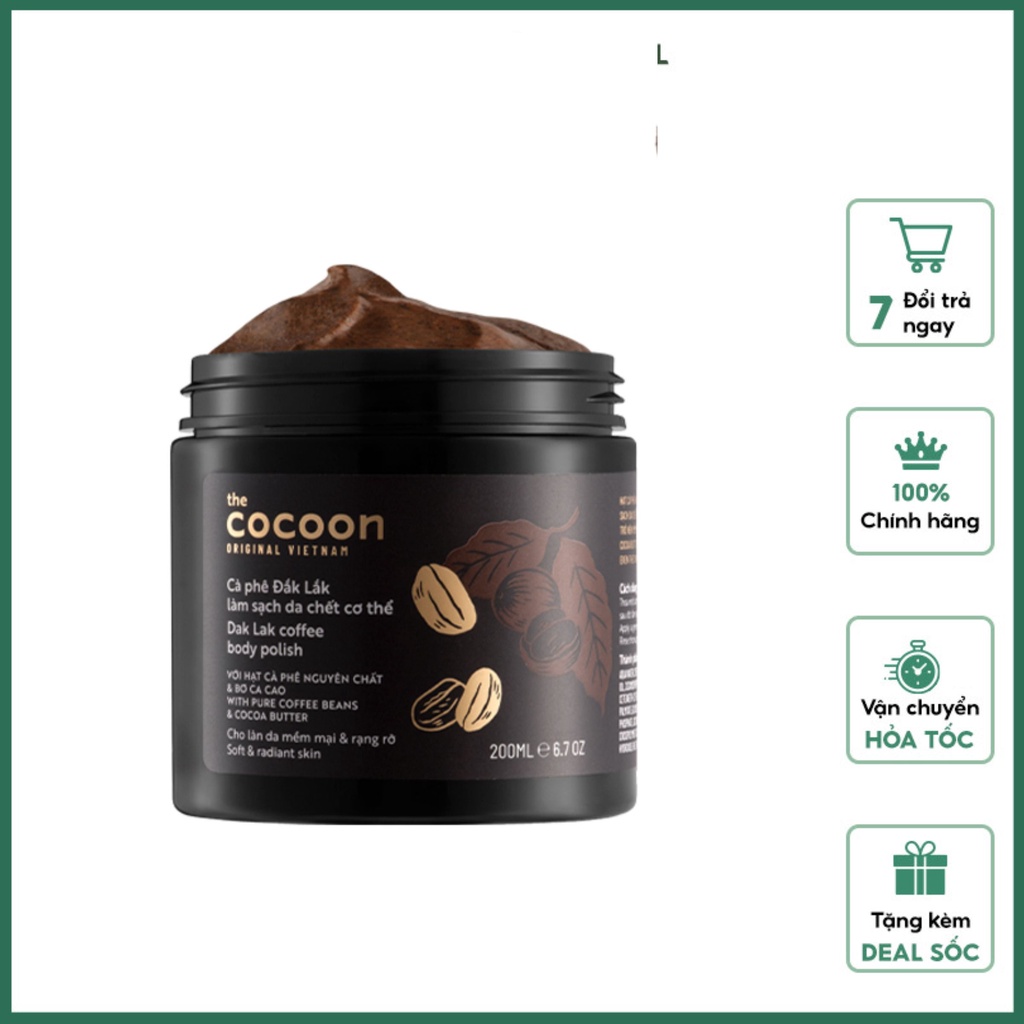 TẨY DA CHẾT TOÀN THÂN Cocoon Dak Lak Coffee Body Polish 200ml Từ Cà Phê Đắk Lắk