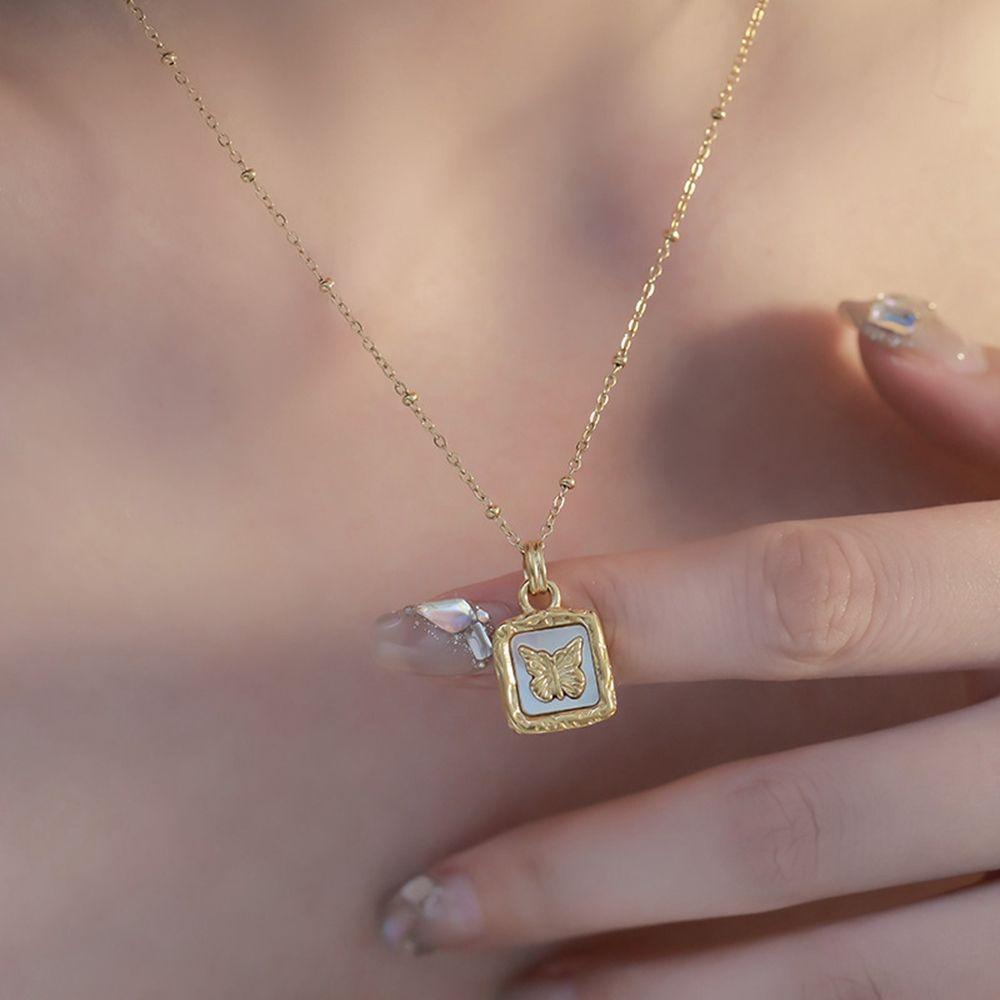 Vòng cổ Mặt Vuông Phong Cách Hàn Quốc Cổ Điển Tinh Tế